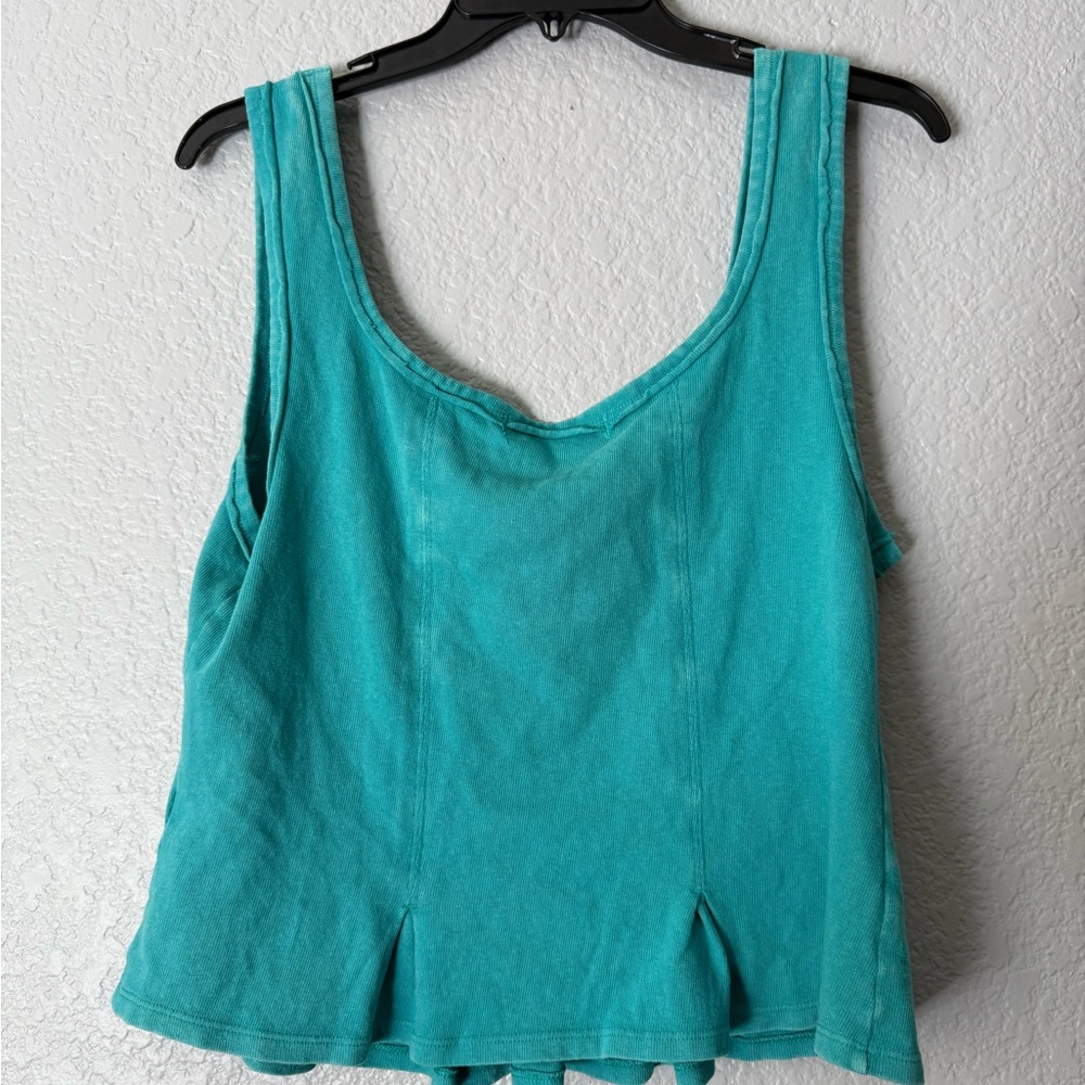 Free People Women's Cropped Top Turquoise Size L - Picture 4 of 10